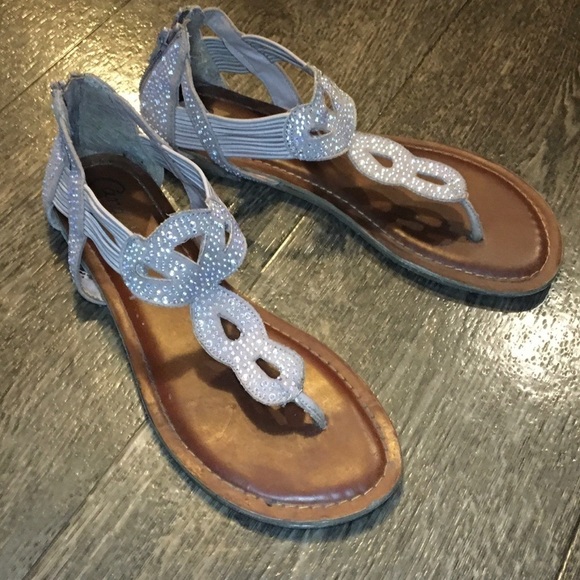 Candies Gray Dot Twist Strap Boho Sandals Women’s Size 9.5 - Picture 3 of 9